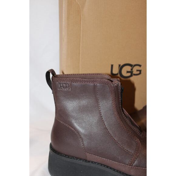 UGG CITYFUNC ZIP‎ BURNT CEDAR LEATHER WATERPROOF ZIP WOMEN'S BOOTS BROWN - Picture 3 of 7